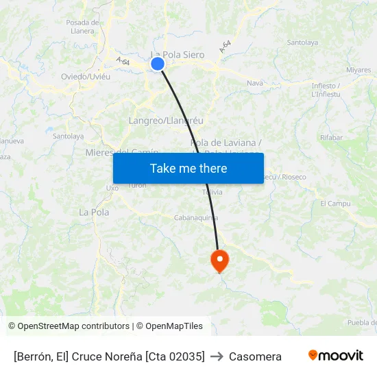 [Berrón, El]  Cruce Noreña [Cta 02035] to Casomera map