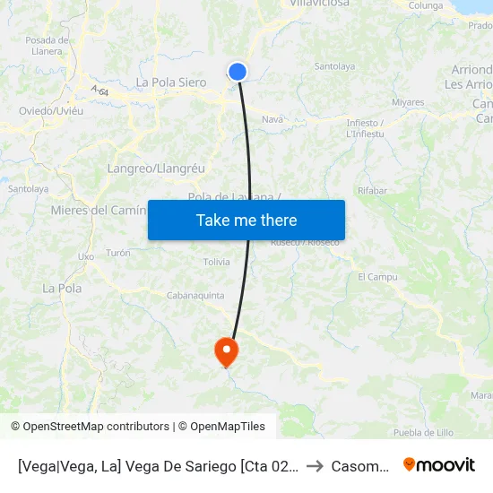 [Vega|Vega, La]  Vega De Sariego [Cta 02121] to Casomera map
