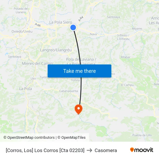[Corros, Los]  Los Corros [Cta 02203] to Casomera map