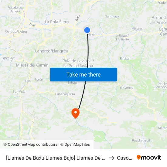 [Llames De Baxu|Llames Bajo]  Llames De Abajo [Cta 02884] to Casomera map