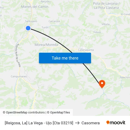 [Reigosa, La]  La Vega - Ujo [Cta 03219] to Casomera map