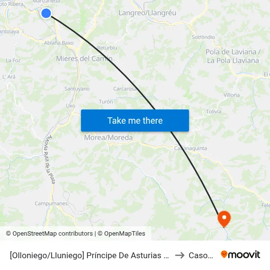 [Olloniego/Lluniego]  Príncipe De Asturias Avda [Cta 03289] to Casomera map