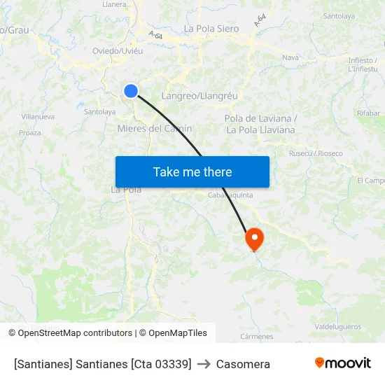 [Santianes]  Santianes [Cta 03339] to Casomera map