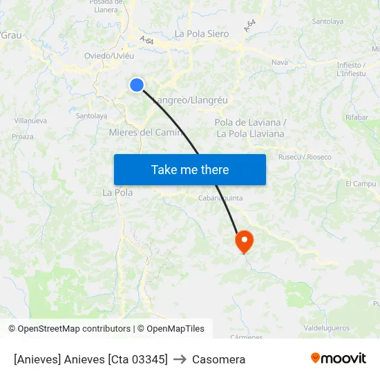 [Anieves]  Anieves [Cta 03345] to Casomera map