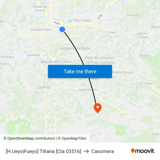 [H.Ueyo|Fueyo]  Tiñana [Cta 03516] to Casomera map