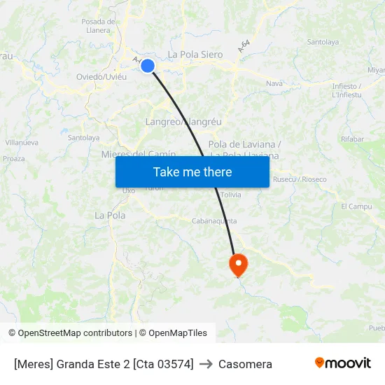 [Meres]  Granda Este 2 [Cta 03574] to Casomera map
