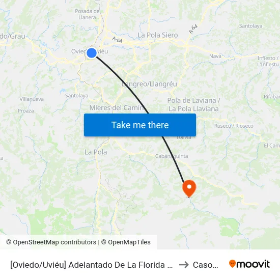 [Oviedo/Uviéu]  Adelantado De La Florida [Cta 03614] to Casomera map