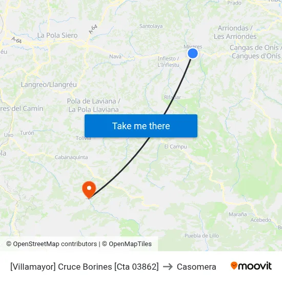 [Villamayor]  Cruce Borines [Cta 03862] to Casomera map
