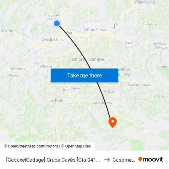 [Cadaxe|Cadage]  Cruce Cayés [Cta 04146] to Casomera map