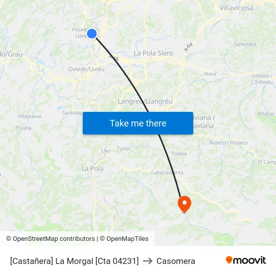 [Castañera]  La Morgal [Cta 04231] to Casomera map