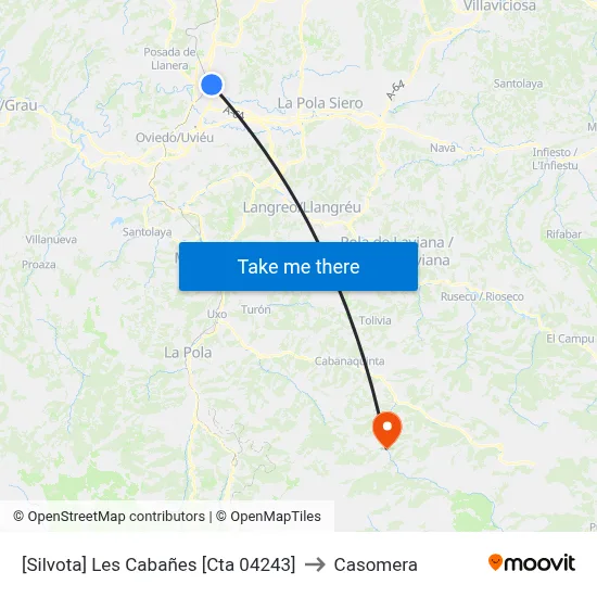 [Silvota]  Les Cabañes [Cta 04243] to Casomera map
