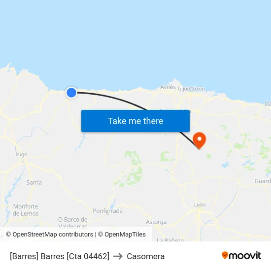 [Barres]  Barres [Cta 04462] to Casomera map