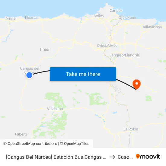 [Cangas Del Narcea]  Estación Bus Cangas Del Narcea [Cta 04633] to Casomera map