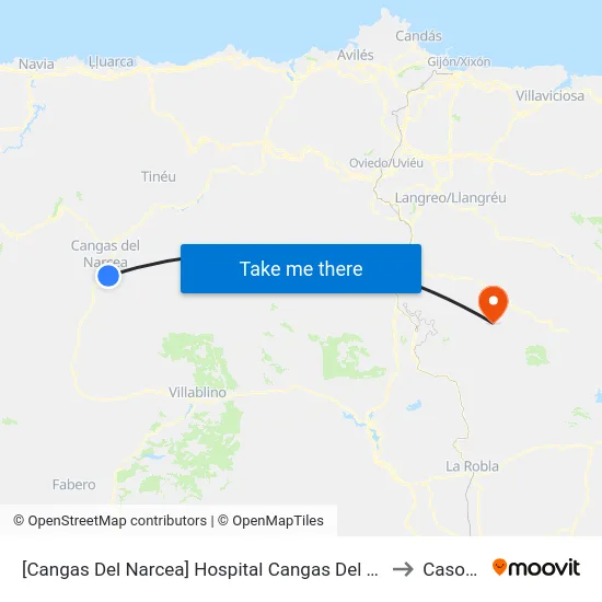 [Cangas Del Narcea]  Hospital Cangas Del Narcea [Cta 04834] to Casomera map