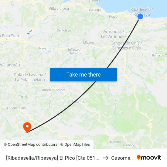 [Ribadesella/Ribeseya]  El Pico [Cta 05159] to Casomera map