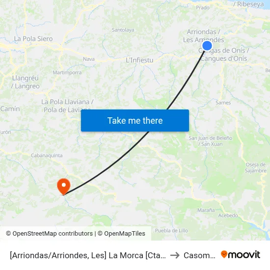 [Arriondas/Arriondes, Les]  La Morca [Cta 05426] to Casomera map