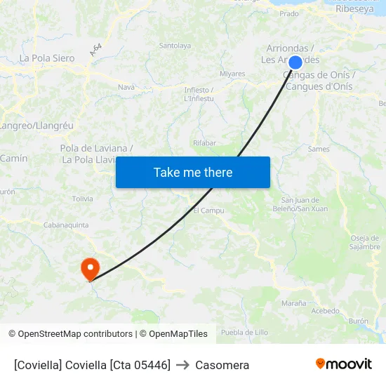 [Coviella]  Coviella [Cta 05446] to Casomera map