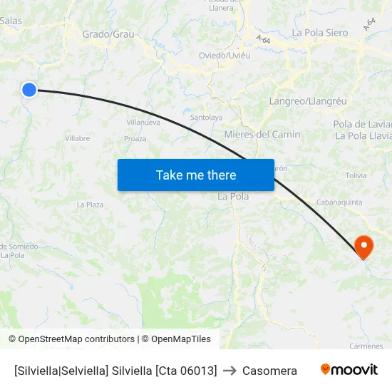[Silviella|Selviella]  Silviella [Cta 06013] to Casomera map