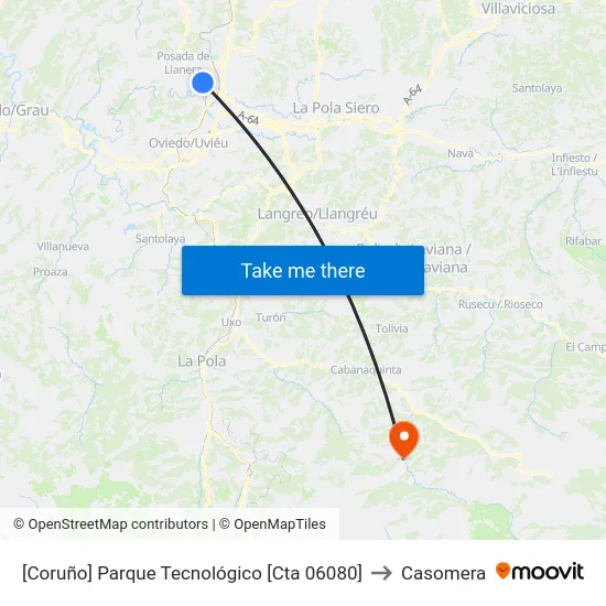 [Coruño]  Parque Tecnológico [Cta 06080] to Casomera map