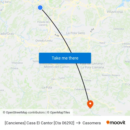 [Cancienes]  Casa El Cantor [Cta 06292] to Casomera map