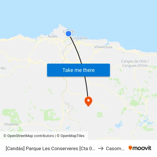 [Candás]  Parque Les Conserveres [Cta 06338] to Casomera map