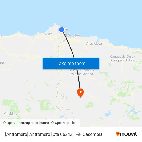 [Antromero]  Antromero [Cta 06343] to Casomera map