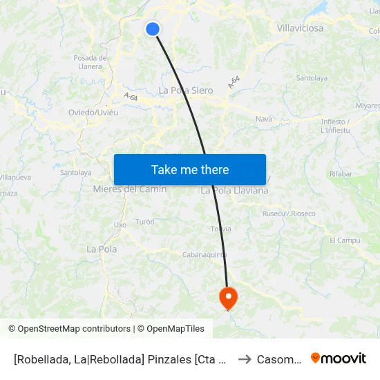 [Robellada, La|Rebollada]  Pinzales [Cta 06455] to Casomera map