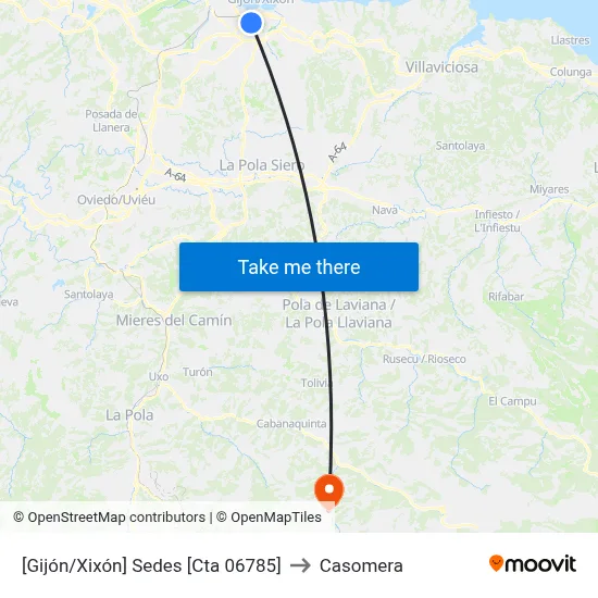 [Gijón/Xixón]  Sedes [Cta 06785] to Casomera map