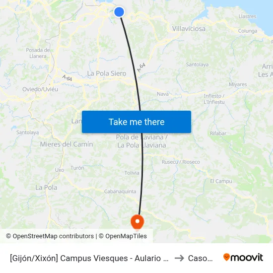 [Gijón/Xixón]  Campus Viesques - Aulario [Cta 06899] to Casomera map