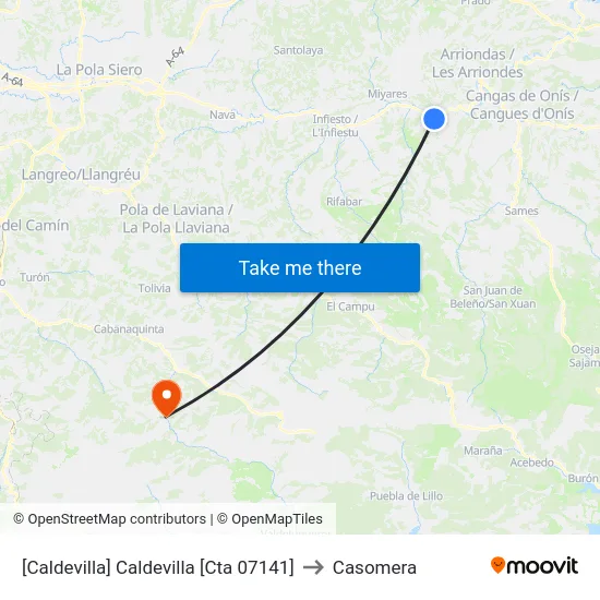 [Caldevilla]  Caldevilla [Cta 07141] to Casomera map