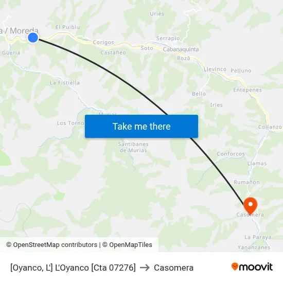 [Oyanco, L']  L'Oyanco [Cta 07276] to Casomera map