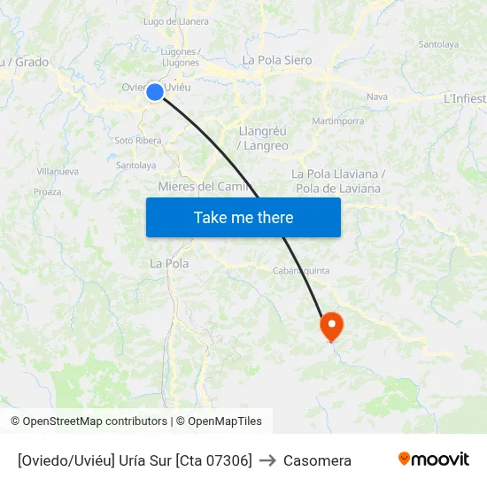 [Oviedo/Uviéu]  Uría Sur [Cta 07306] to Casomera map