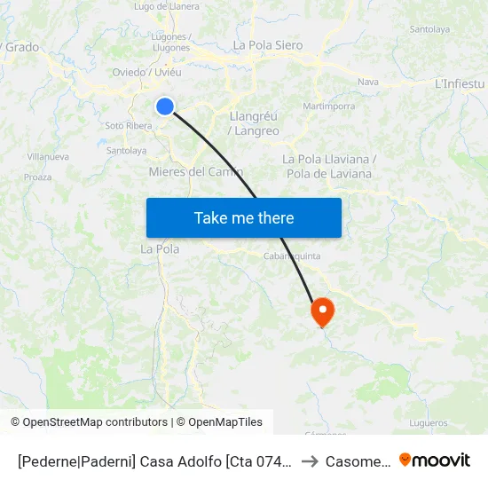 [Pederne|Paderni]  Casa Adolfo [Cta 07474] to Casomera map