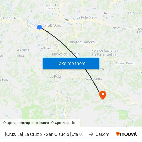 [Cruz, La]  La Cruz 2 - San Claudio [Cta 07517] to Casomera map