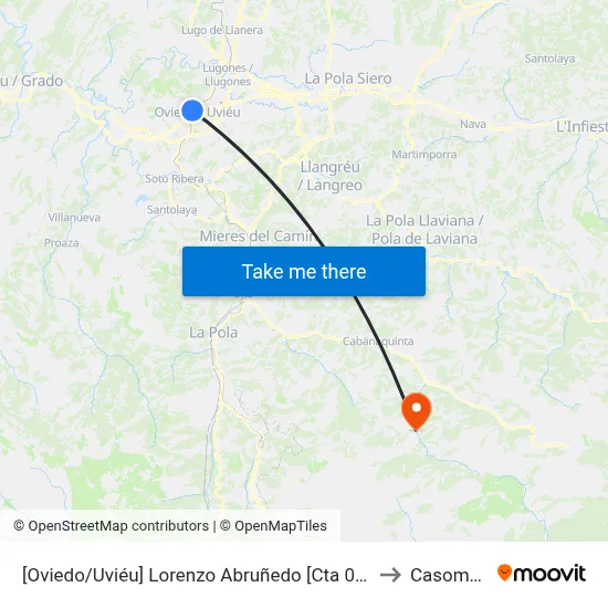 [Oviedo/Uviéu]  Lorenzo Abruñedo [Cta 07679] to Casomera map