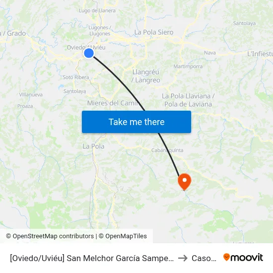 [Oviedo/Uviéu]  San Melchor García Sampedro 28 [Cta 07688] to Casomera map