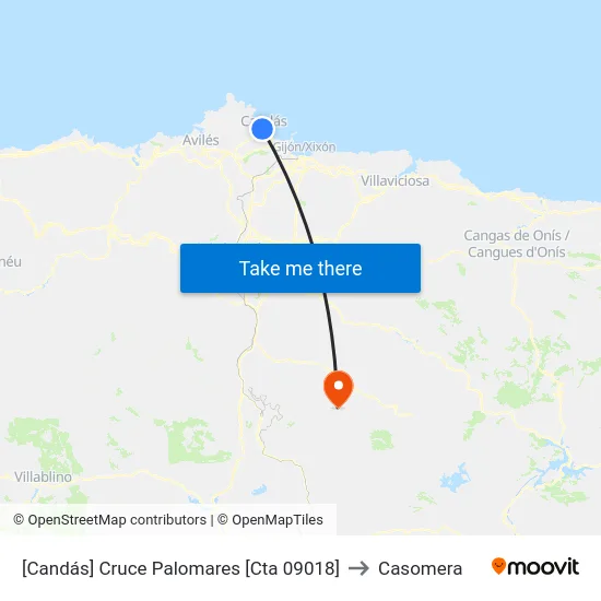 [Candás]  Cruce Palomares [Cta 09018] to Casomera map