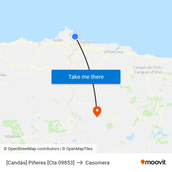 [Candás]  Piñeres [Cta 09853] to Casomera map