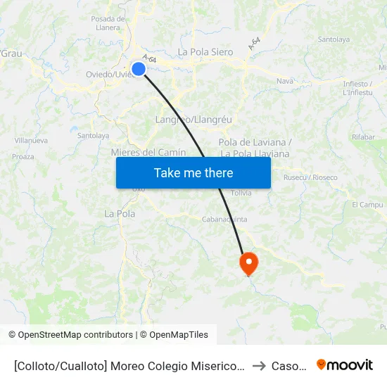 [Colloto/Cualloto]  Moreo Colegio Misericordioso [Cta 10020] to Casomera map