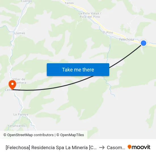 [Felechosa]  Residencia Spa La Minería [Cta 16270] to Casomera map