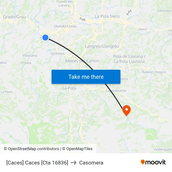 [Caces]  Caces [Cta 16836] to Casomera map