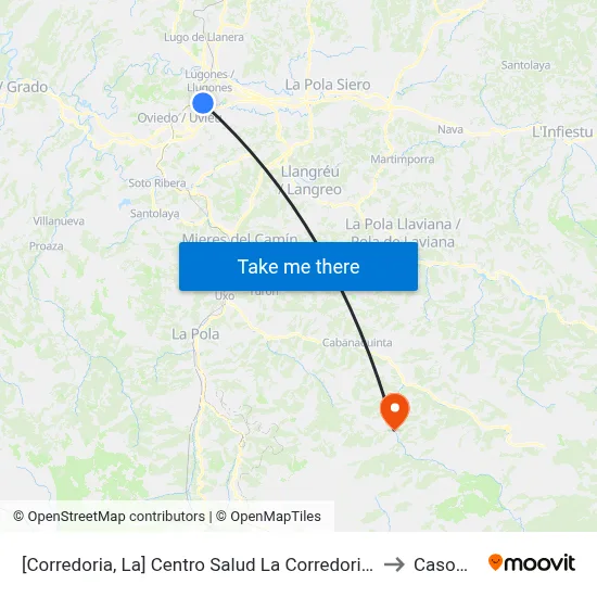 [Corredoria, La]  Centro Salud La Corredoria [Cta 16867] to Casomera map