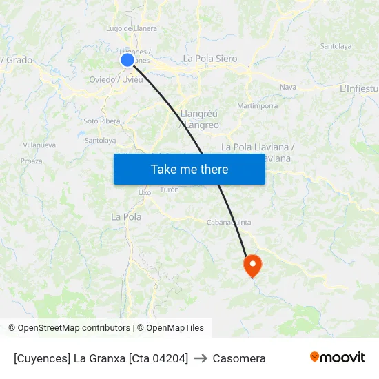 [Cuyences]  La Granxa [Cta 04204] to Casomera map