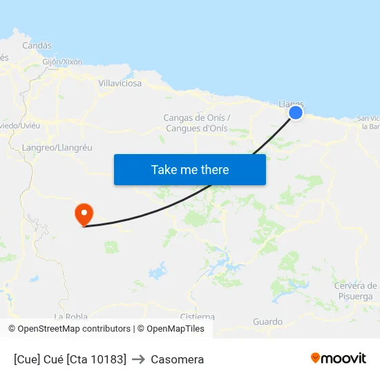 [Cue]  Cué [Cta 10183] to Casomera map