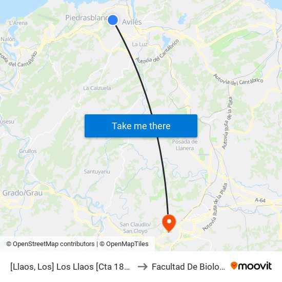 [Llaos, Los]  Los Llaos [Cta 18201] to Facultad De Biología map