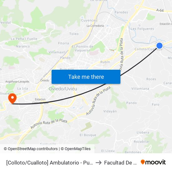 [Colloto/Cualloto]  Ambulatorio - Puente [Cta 20758] to Facultad De Biología map