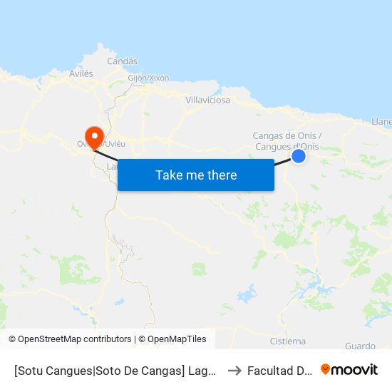[Sotu Cangues|Soto De Cangas]  Lagos - El Bosque [Cta 21420] to Facultad De Biología map