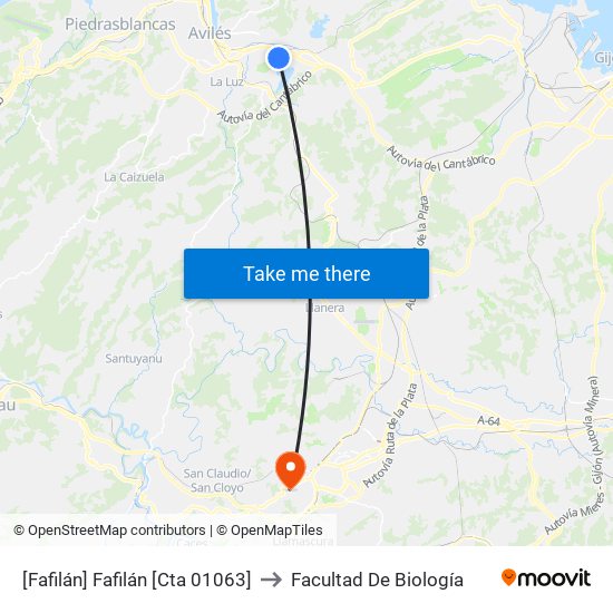 [Fafilán]  Fafilán [Cta 01063] to Facultad De Biología map