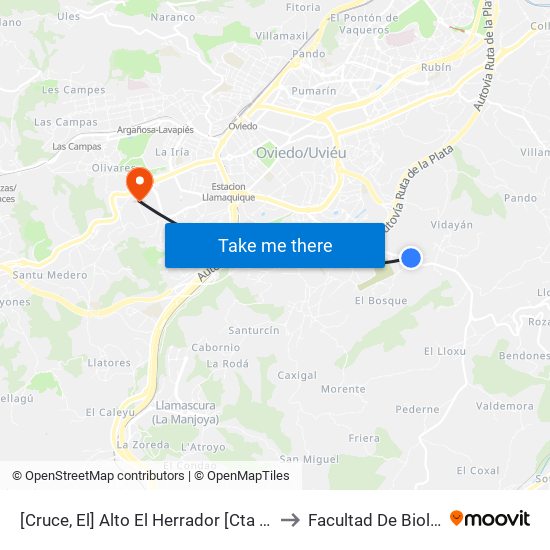 [Cruce, El]  Alto El Herrador [Cta 01311] to Facultad De Biología map