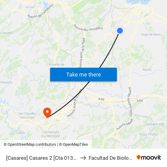 [Casares]  Casares 2 [Cta 01323] to Facultad De Biología map